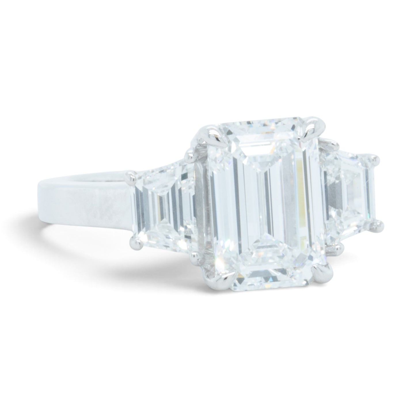 GIA 14k White Gold Lab Grown Diamond Emerald Cut Engagement & Eternity Ring Set