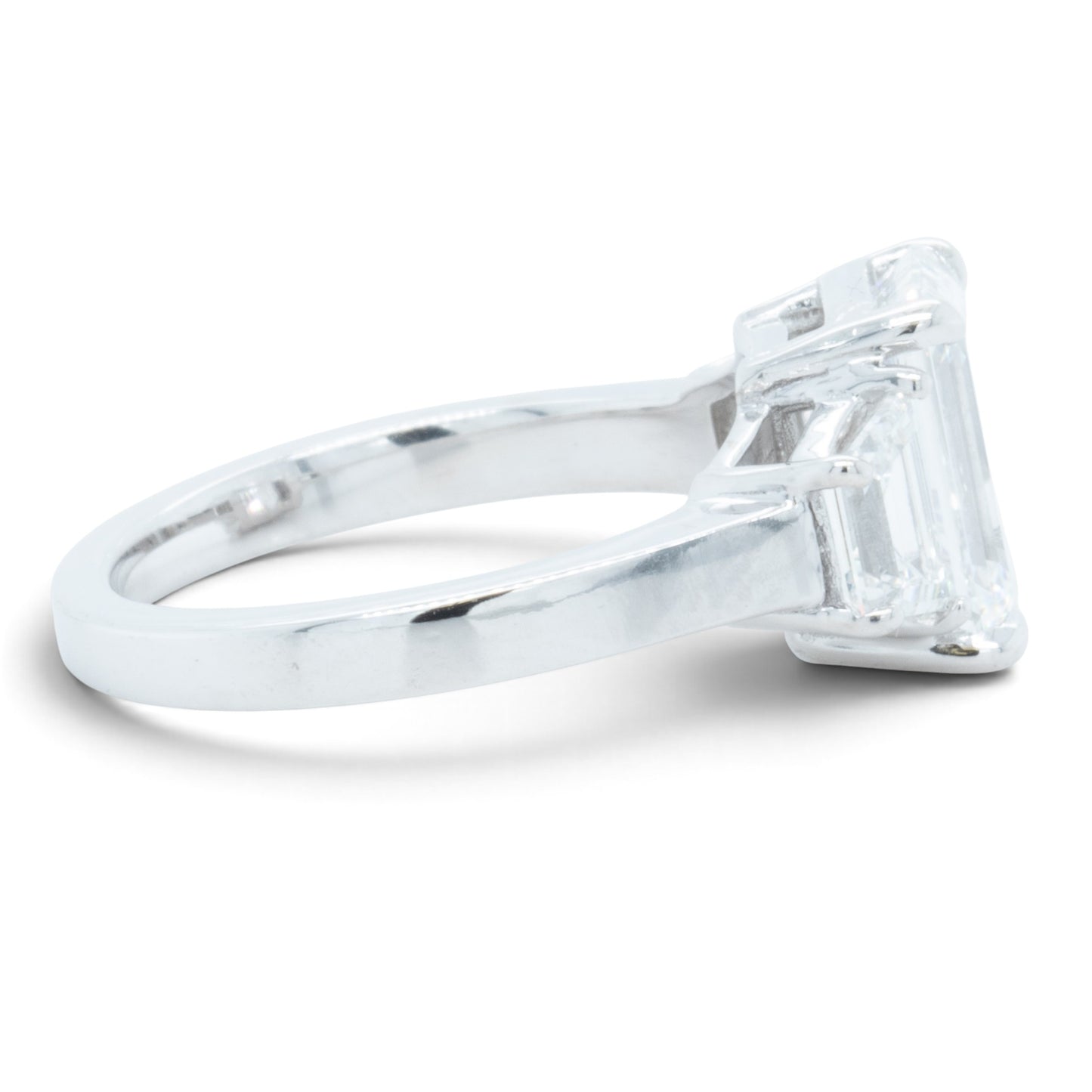 GIA 14k White Gold Lab Grown Diamond Emerald Cut Engagement & Eternity Ring Set