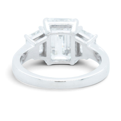 GIA 14k White Gold Lab Grown Diamond Emerald Cut Engagement & Eternity Ring Set