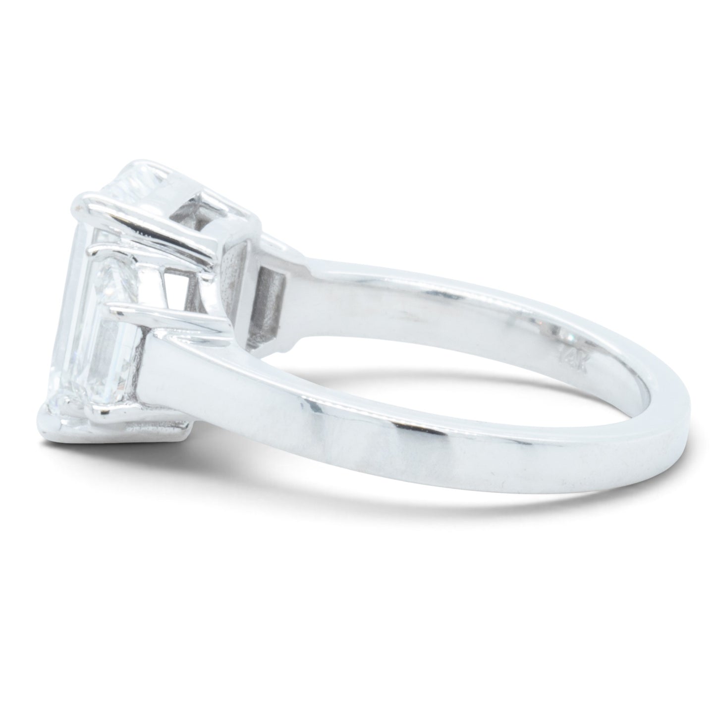 GIA 14k White Gold Lab Grown Diamond Emerald Cut Engagement & Eternity Ring Set