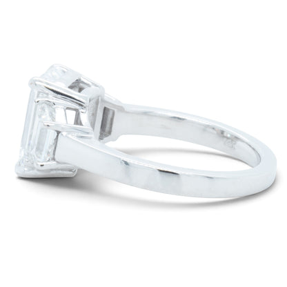 GIA 14k White Gold Lab Grown Diamond Emerald Cut Engagement & Eternity Ring Set