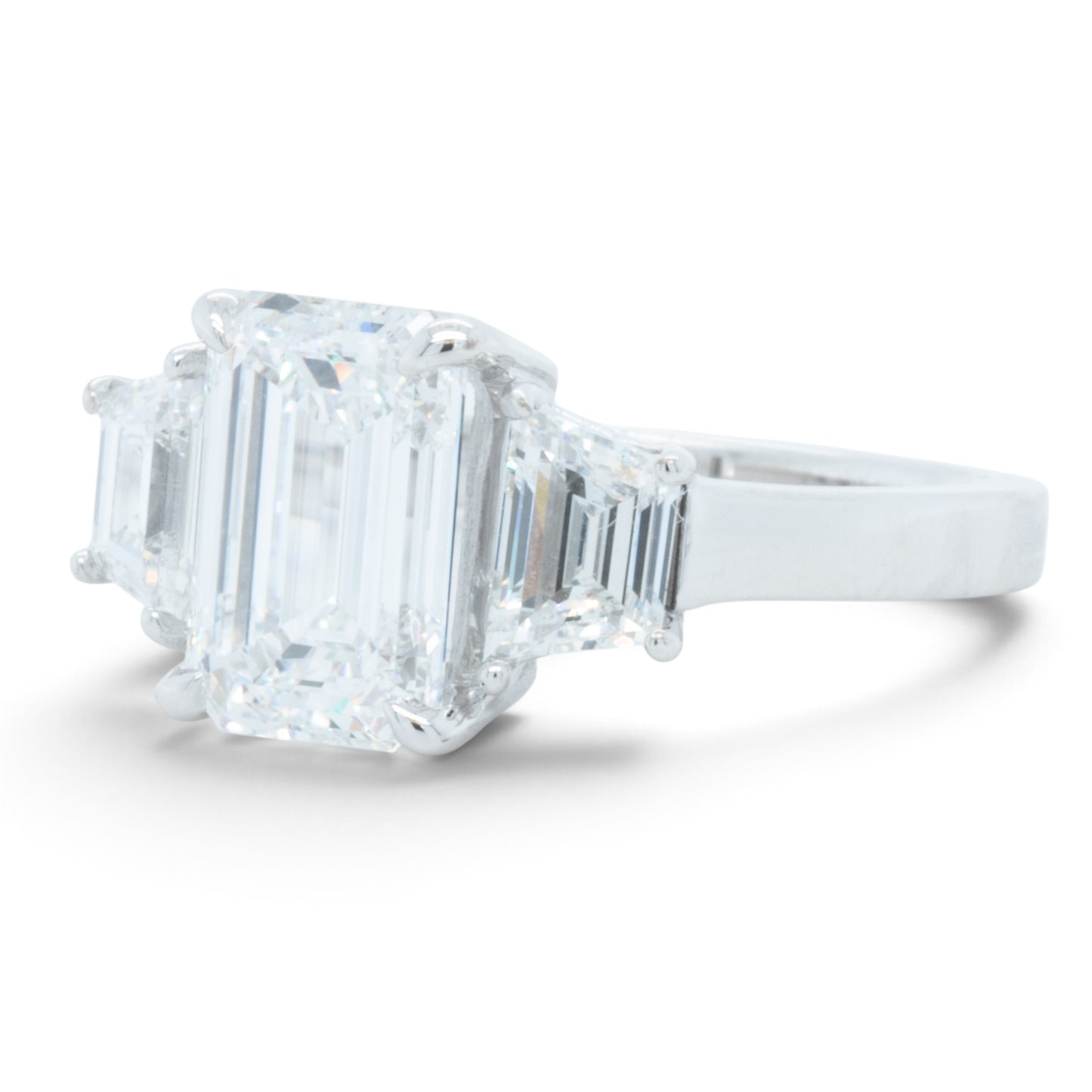 GIA 14k White Gold Lab Grown Diamond Emerald Cut Engagement & Eternity Ring Set