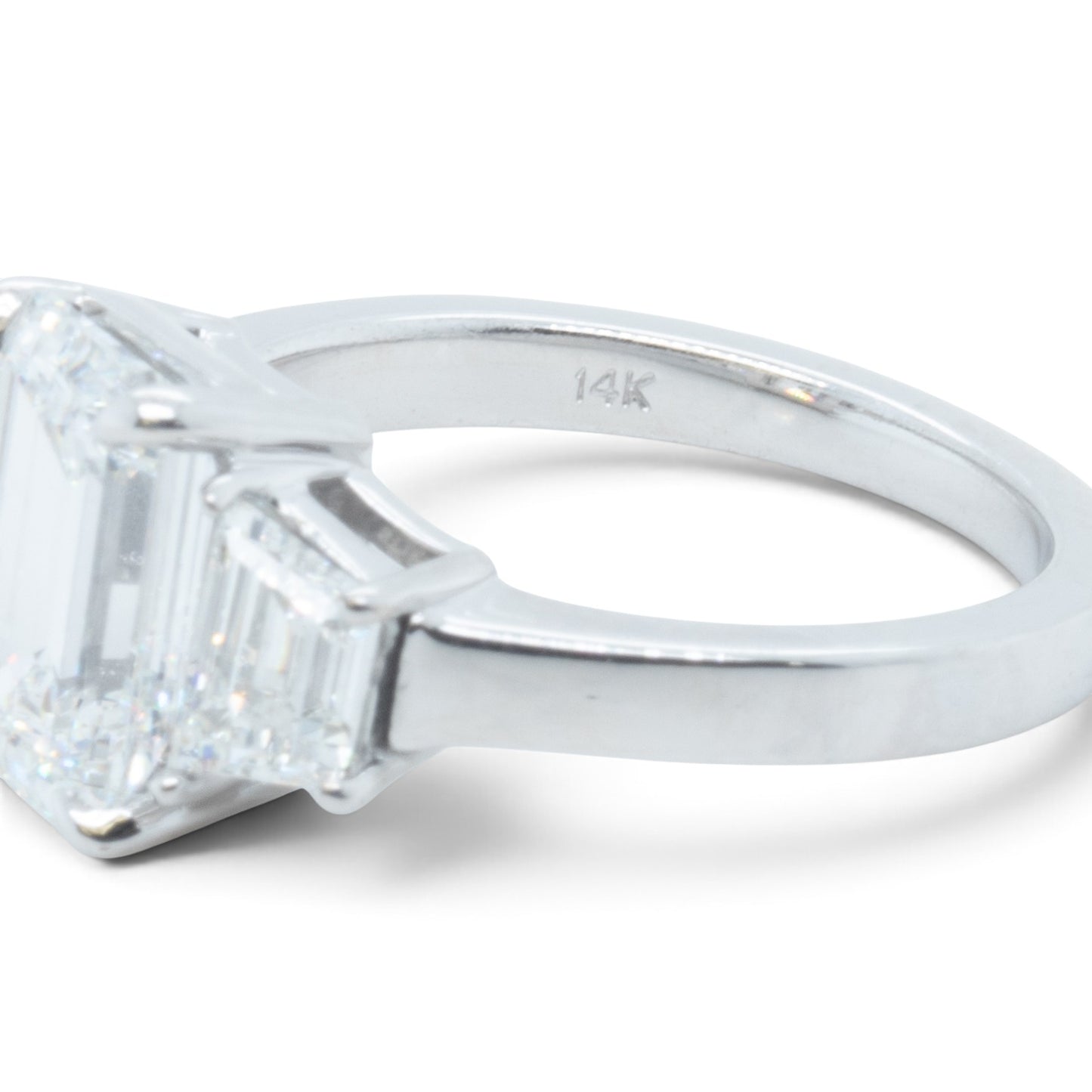 GIA 14k White Gold Lab Grown Diamond Emerald Cut Engagement & Eternity Ring Set