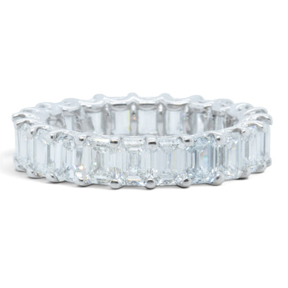 GIA 14k White Gold Lab Grown Diamond Emerald Cut Engagement & Eternity Ring Set
