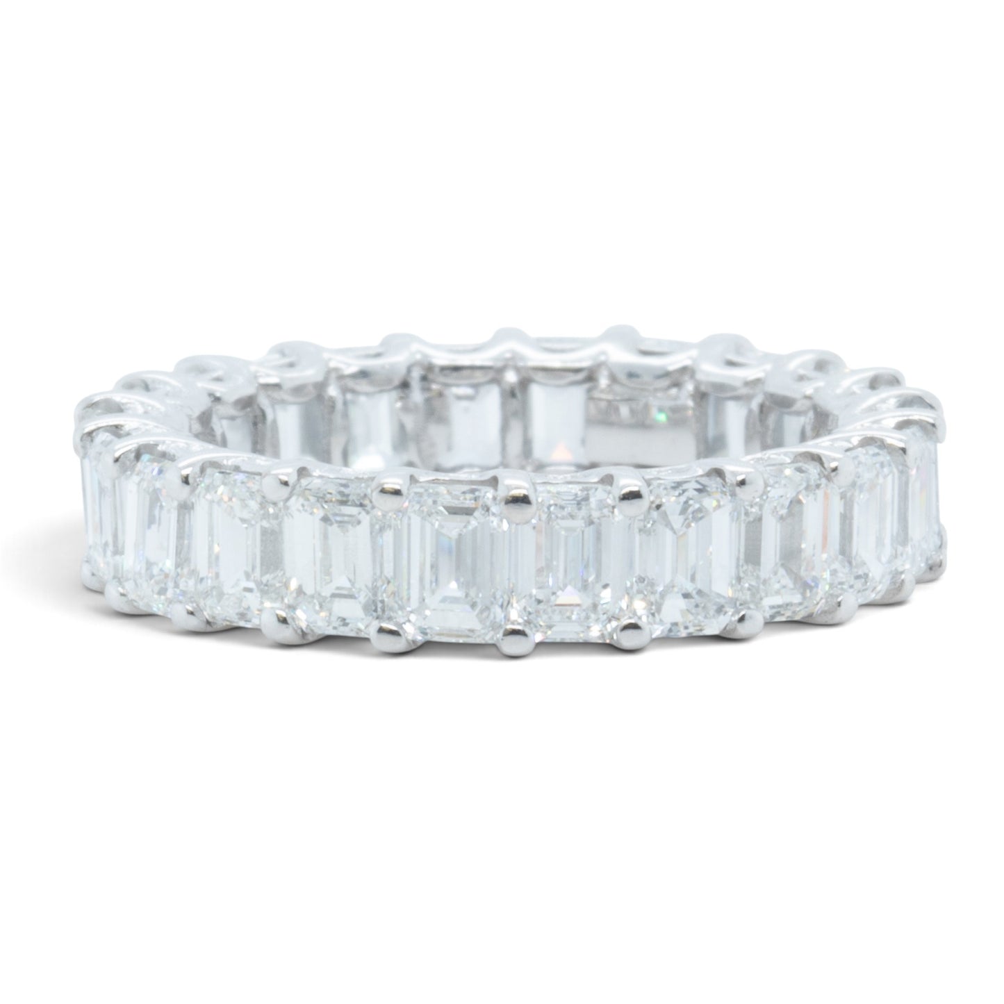 GIA 14k White Gold Lab Grown Diamond Emerald Cut Engagement & Eternity Ring Set