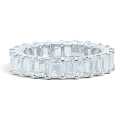 GIA 14k White Gold Lab Grown Diamond Emerald Cut Engagement & Eternity Ring Set