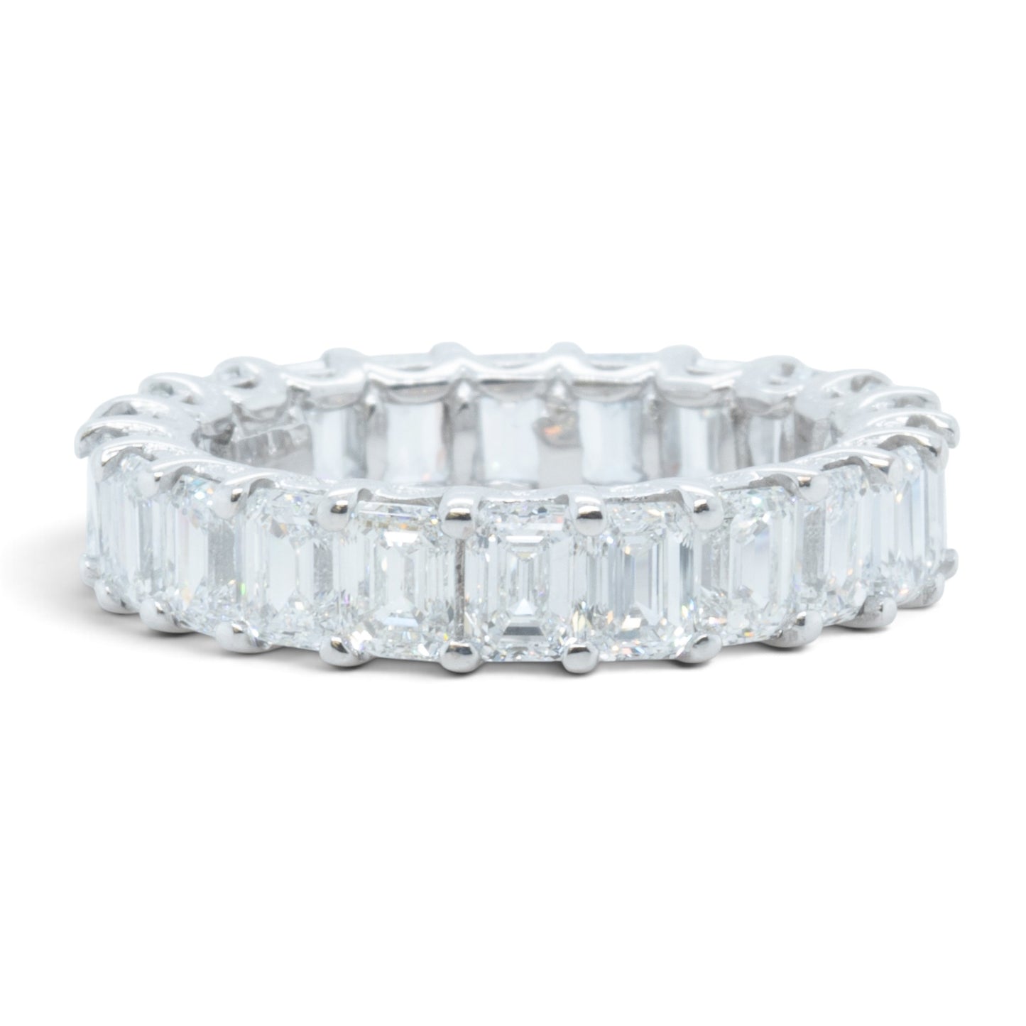 GIA 14k White Gold Lab Grown Diamond Emerald Cut Engagement & Eternity Ring Set