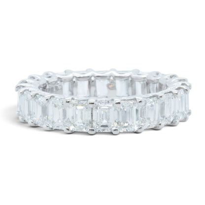 GIA 14k White Gold Lab Grown Diamond Emerald Cut Engagement & Eternity Ring Set