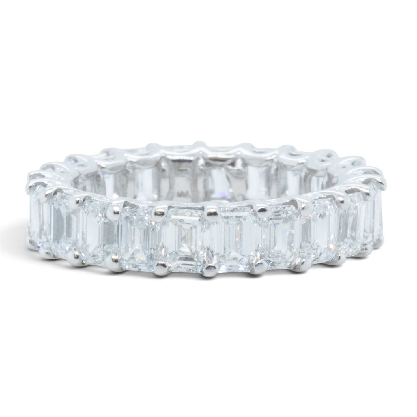 GIA 14k White Gold Lab Grown Diamond Emerald Cut Engagement & Eternity Ring Set