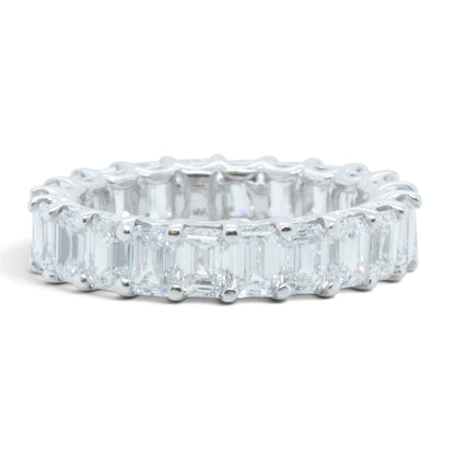 GIA 14k White Gold Lab Grown Diamond Emerald Cut Engagement & Eternity Ring Set