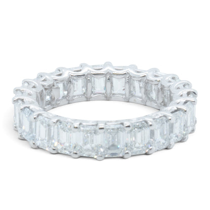 GIA 14k White Gold Lab Grown Diamond Emerald Cut Engagement & Eternity Ring Set
