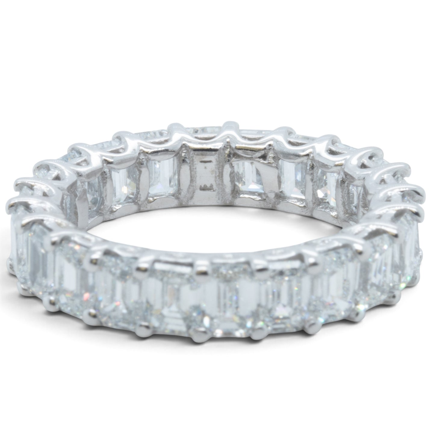 GIA 14k White Gold Lab Grown Diamond Emerald Cut Engagement & Eternity Ring Set