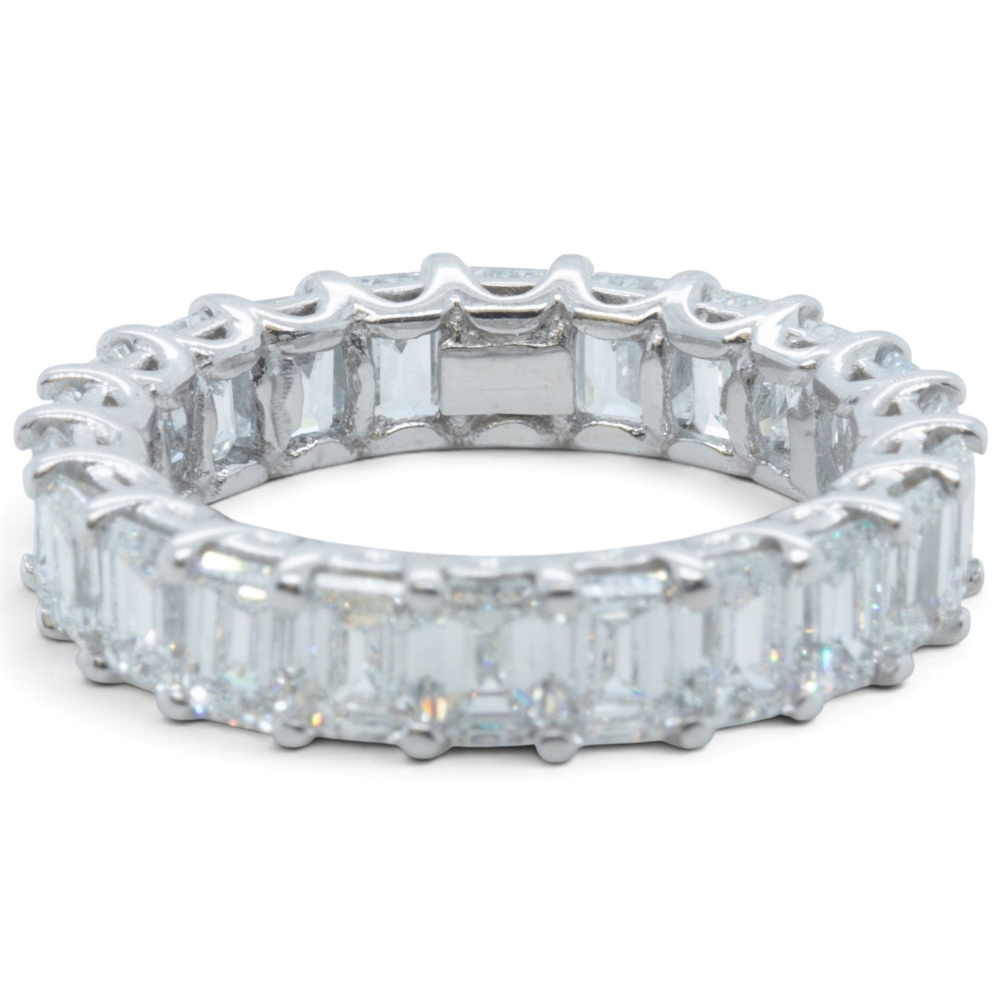 GIA 14k White Gold Lab Grown Diamond Emerald Cut Engagement & Eternity Ring Set