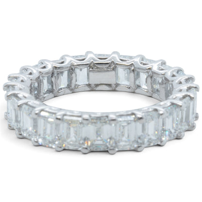 GIA 14k White Gold Lab Grown Diamond Emerald Cut Engagement & Eternity Ring Set