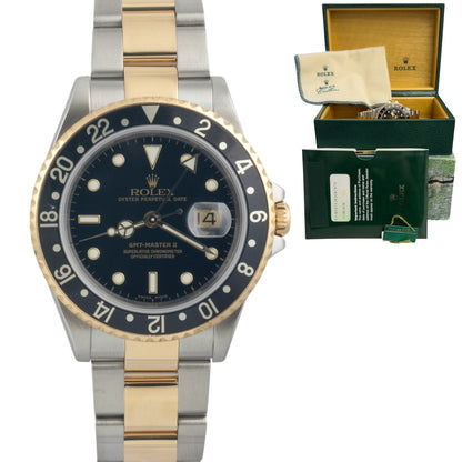 2002 Rolex GMT-Master II Black 16713 LN 18k Gold & Steel 40mm BOX + PAPERS