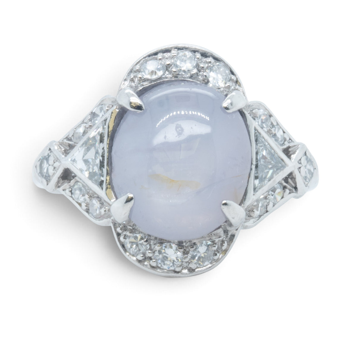 Platinum GIA Gray Blue Sri Lanka Star Sapphire Diamond Ring 0.25ctw H SI1 Size 6