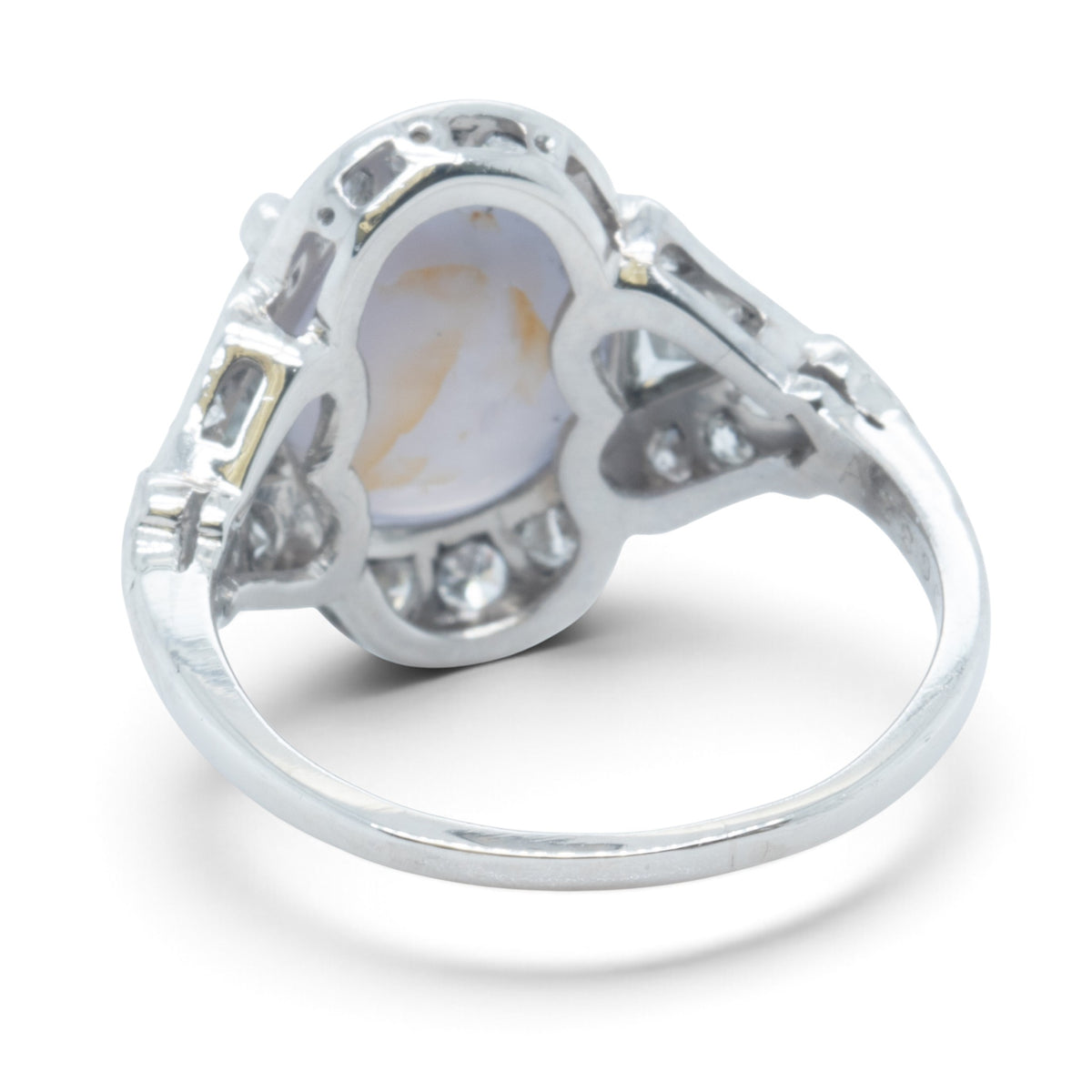 Platinum GIA Gray Blue Sri Lanka Star Sapphire Diamond Ring 0.25ctw H SI1 Size 6