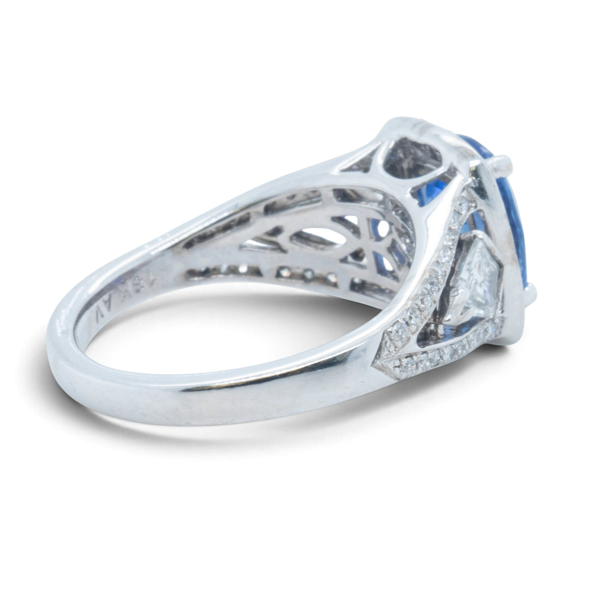 18k White Gold GIA Royal Blue 1.75ct Sapphire Diamond Ring 0.55ctw G-H SI1