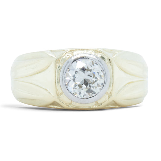 14k Yellow Gold Bezel Set Old European Diamond Solitaire Ring 0.50ct I SI1 Sz. 6