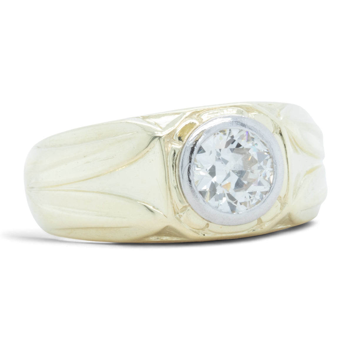 14k Yellow Gold Bezel Set Old European Diamond Solitaire Ring 0.50ct I SI1 Sz. 6