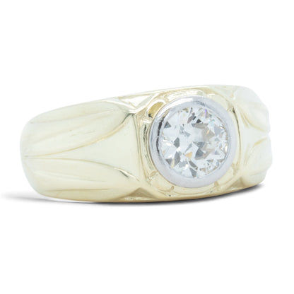 14k Yellow Gold Bezel Set Old European Diamond Solitaire Ring 0.50ct I SI1 Sz. 6