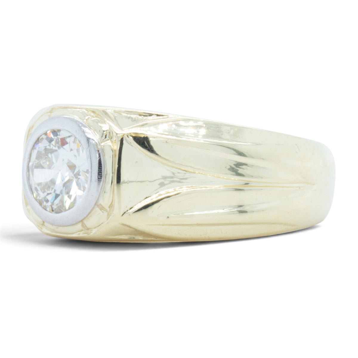 14k Yellow Gold Bezel Set Old European Diamond Solitaire Ring 0.50ct I SI1 Sz. 6