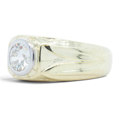 14k Yellow Gold Bezel Set Old European Diamond Solitaire Ring 0.50ct I SI1 Sz. 6