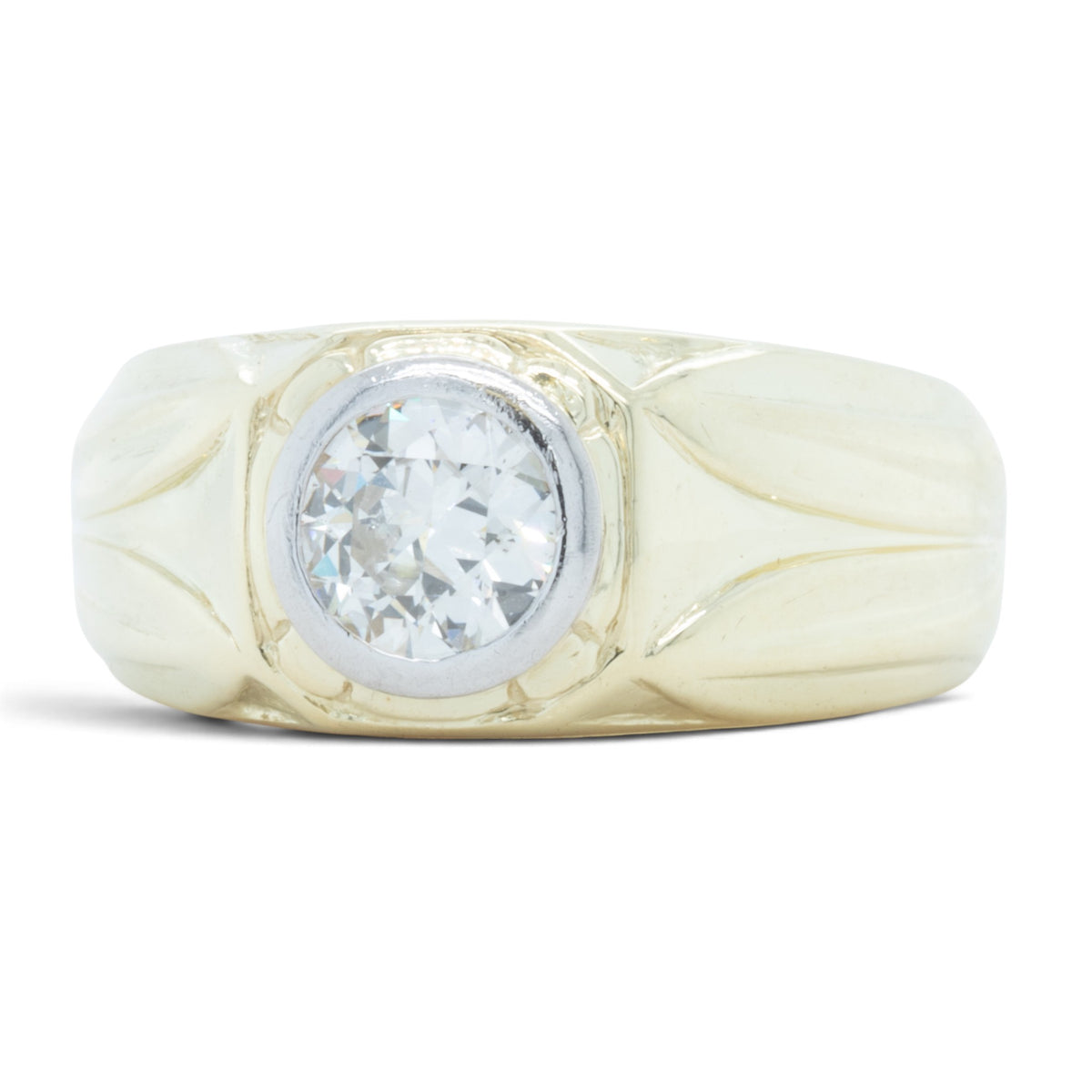 14k Yellow Gold Bezel Set Old European Diamond Solitaire Ring 0.50ct I SI1 Sz. 6