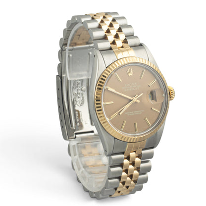1987 Rolex DateJust 16013 36mm Taupe Steel & 18k Gold JUBILEE BOX + PAPERS