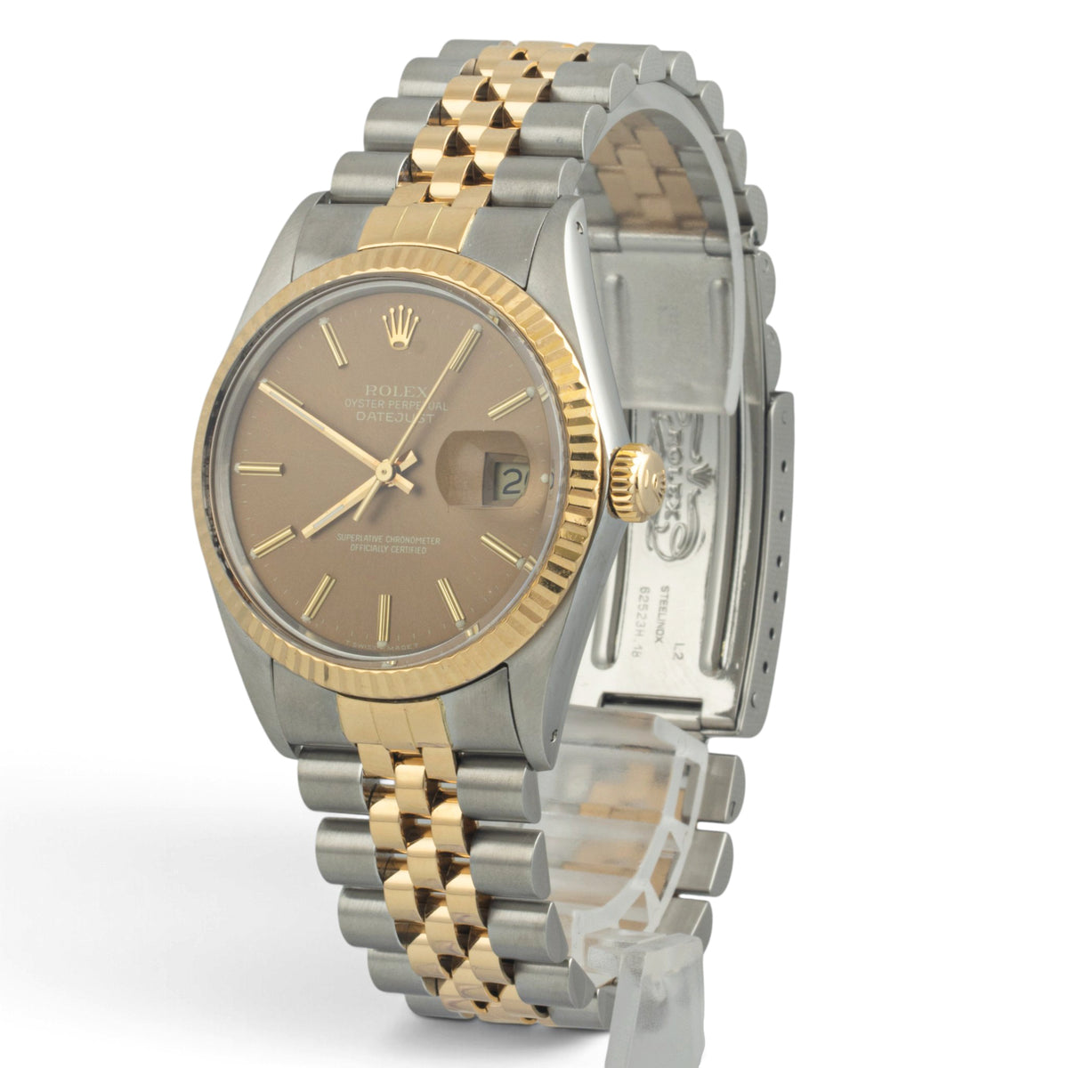 1987 Rolex DateJust 16013 36mm Taupe Steel & 18k Gold JUBILEE BOX + PAPERS