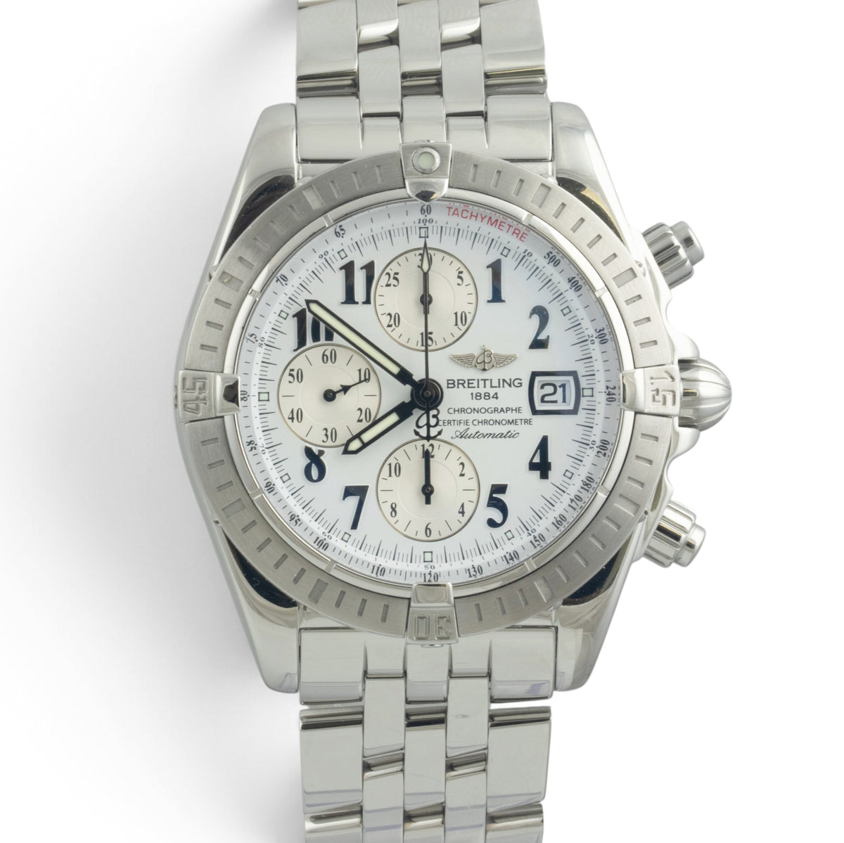 Breitling Crosswind Chronograph Stainless Steel White Automatic 43mm A13355