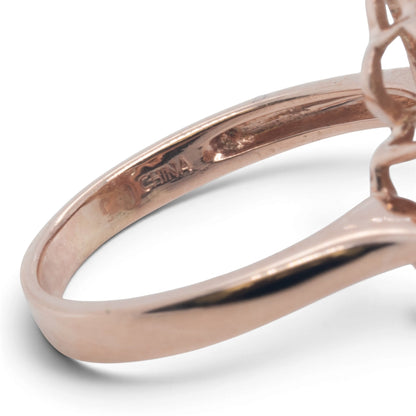 14k Rose Gold Baguette & Round Diamond Flower Cocktail Ring 1.15ctw H-I I1 Sz 8