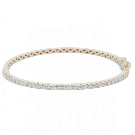 14k Yellow Gold Diamond Hinged Bangle Bracelet 1.30ctw H SI1-SI2 Size 6.5"