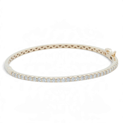 14k Yellow Gold Diamond Hinged Bangle Bracelet 1.30ctw H SI1-SI2 Size 6.5"