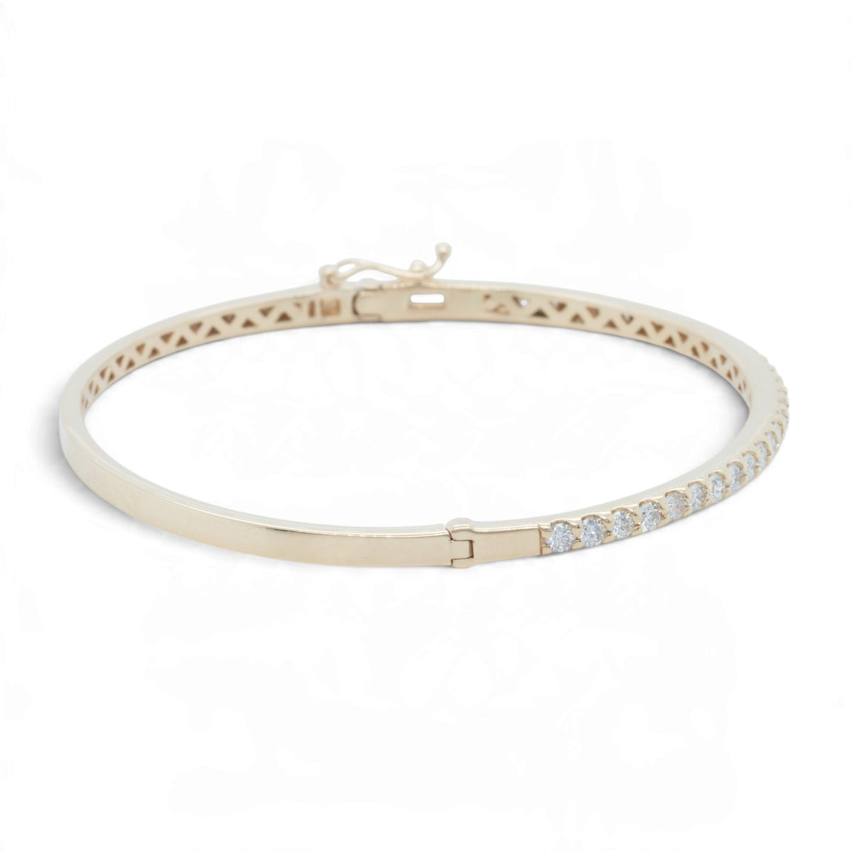 14k Yellow Gold Diamond Hinged Bangle Bracelet 1.30ctw H SI1-SI2 Size 6.5"