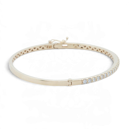 14k Yellow Gold Diamond Hinged Bangle Bracelet 1.30ctw H SI1-SI2 Size 6.5"