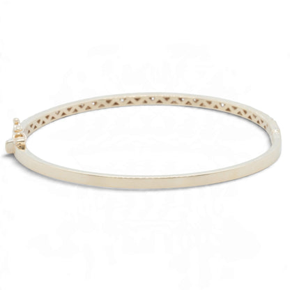 14k Yellow Gold Diamond Hinged Bangle Bracelet 1.30ctw H SI1-SI2 Size 6.5"