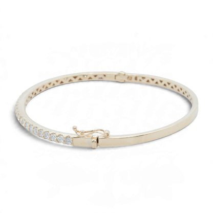 14k Yellow Gold Diamond Hinged Bangle Bracelet 1.30ctw H SI1-SI2 Size 6.5"