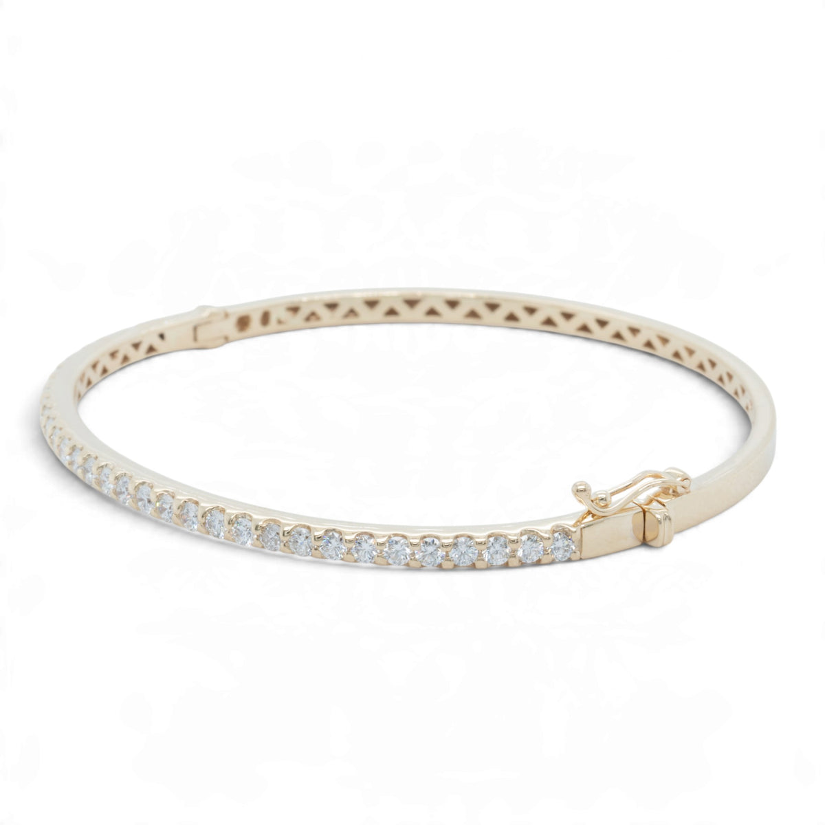 14k Yellow Gold Diamond Hinged Bangle Bracelet 1.30ctw H SI1-SI2 Size 6.5"