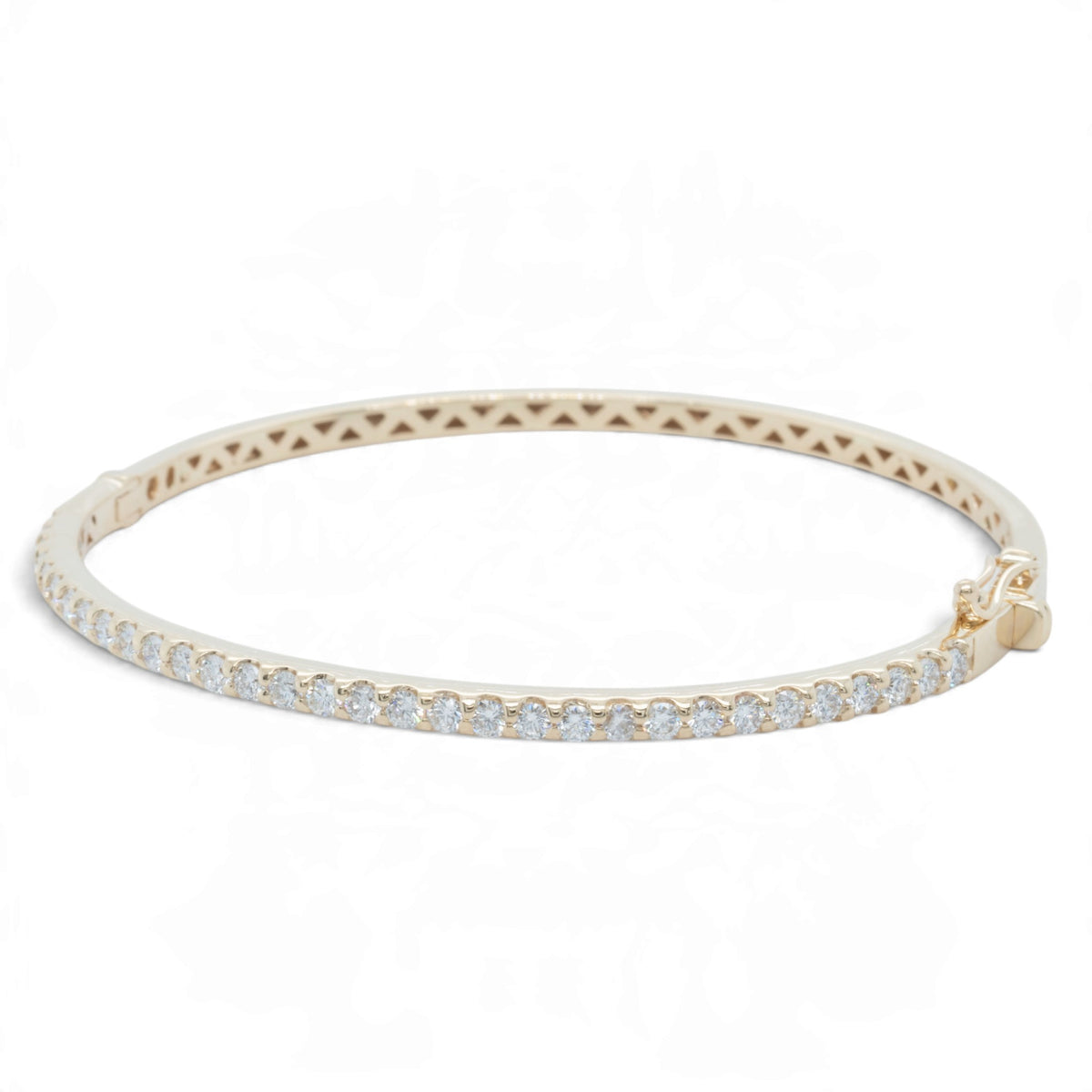 14k Yellow Gold Diamond Hinged Bangle Bracelet 1.30ctw H SI1-SI2 Size 6.5"