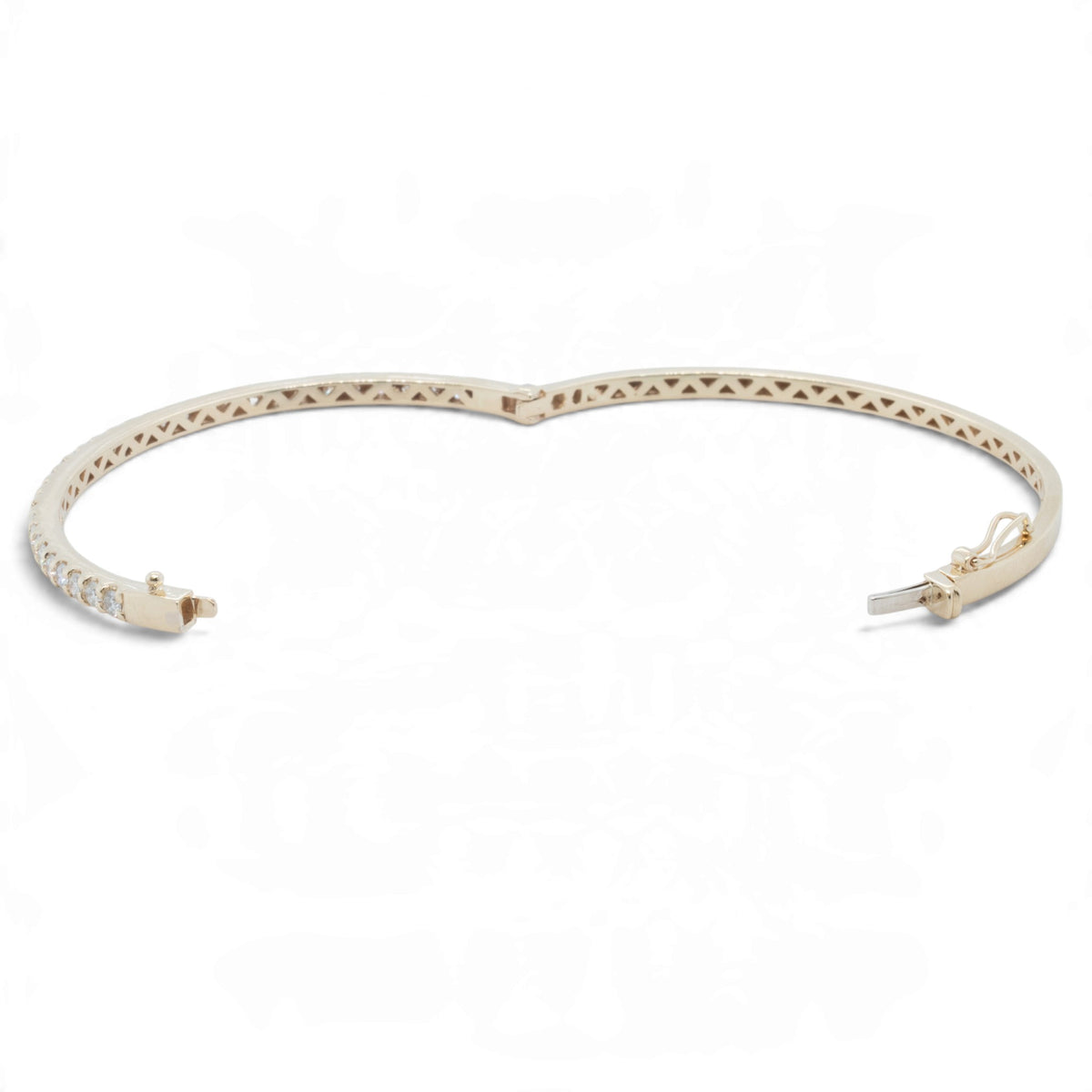 14k Yellow Gold Diamond Hinged Bangle Bracelet 1.30ctw H SI1-SI2 Size 6.5"