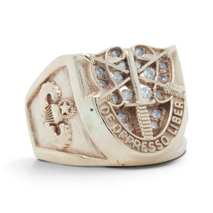 Special Forces Airborne 'Green Beret' 10k Yellow Gold Diamond Signet Ring SZ 12
