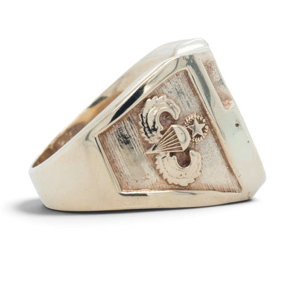 Special Forces Airborne 'Green Beret' 10k Yellow Gold Diamond Signet Ring SZ 12