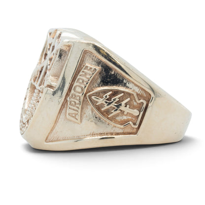 Special Forces Airborne 'Green Beret' 10k Yellow Gold Diamond Signet Ring SZ 12