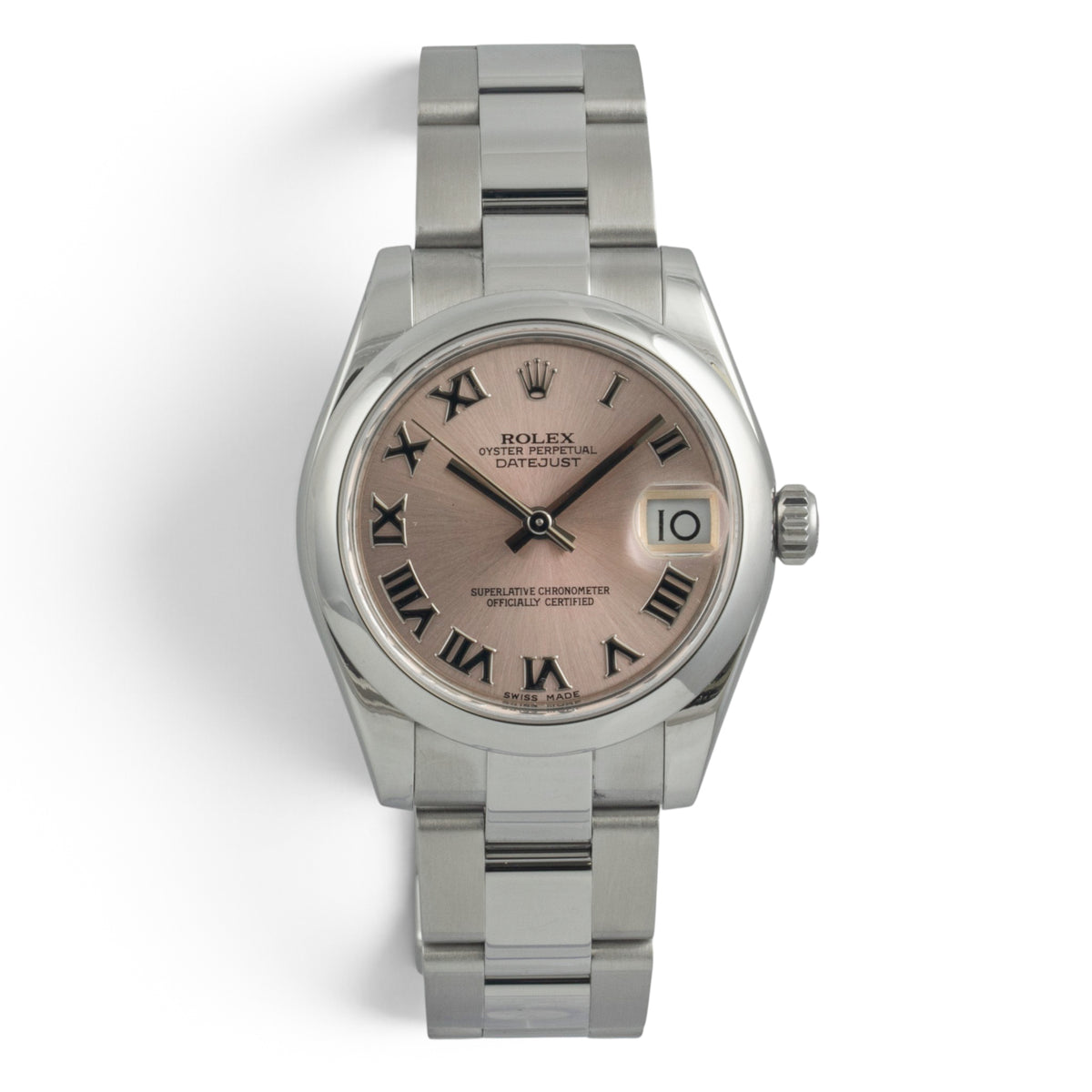 Ladies Rolex DateJust 178240 MidSize 31mm PINK ROMAN Dial Watch BOX + PAPERS
