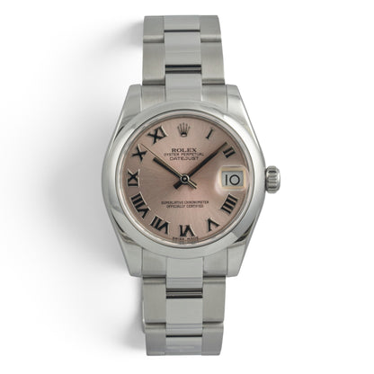 Ladies Rolex DateJust 178240 MidSize 31mm PINK ROMAN Dial Watch BOX + PAPERS