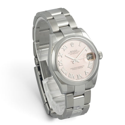 Ladies Rolex DateJust 178240 MidSize 31mm PINK ROMAN Dial Watch BOX + PAPERS
