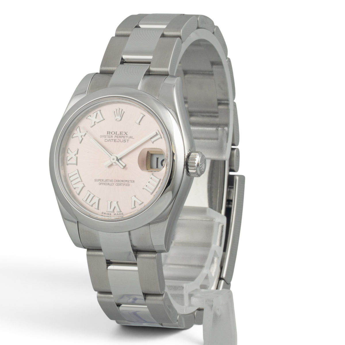 Ladies Rolex DateJust 178240 MidSize 31mm PINK ROMAN Dial Watch BOX + PAPERS