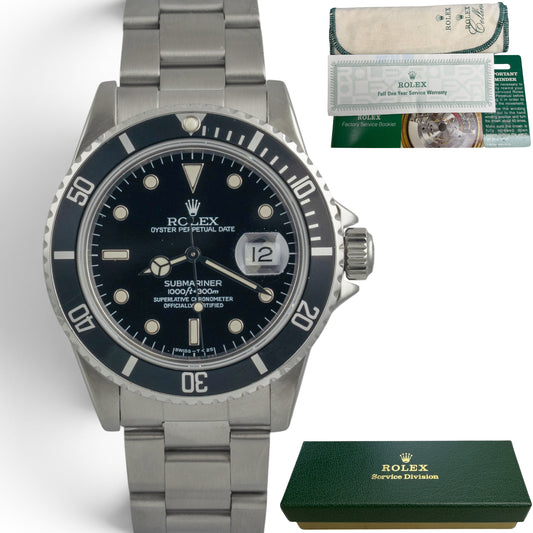 1984 Rolex Submariner Black Stainless Steel 40mm 16800 + SERVICE BOX & BOOK