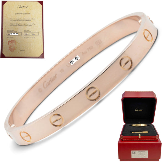 artier Love Classic 18k Rose Gold Bracelet Size 16 RECEIPT BOX & CERT 2021